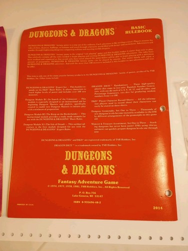TSR Dungeons and Dragons 1981 Fantasy Gioco di Avventura 1011 Set Base 10a Edizione - Foto 15 di 24
