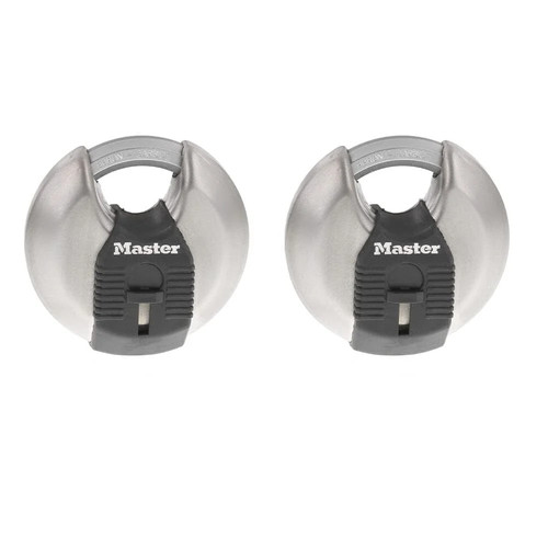 Master Lock Padlock With Shackle 2 3/4In Steel Keyed Alike Disc 2Pk - Picture 1 of 6