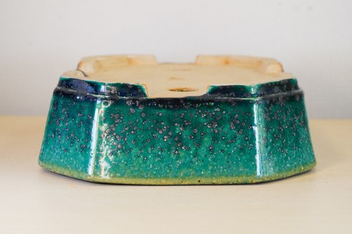 Japanese Bonsai Pot Tokoname AIBA KOYO 9.4"(24cm) Green Glazed Rectangle Y908 - Picture 8 of 11