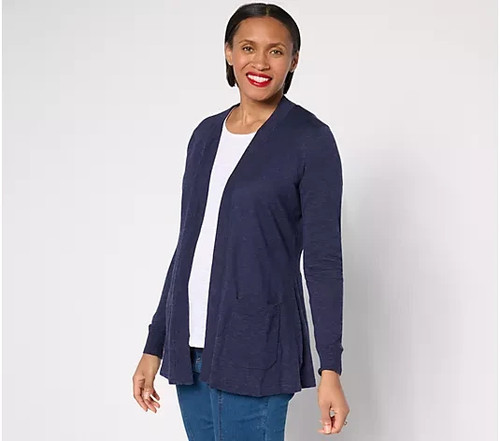 Denim & Co. Beach Regular Open Front Tunic Cardigan Womens New A682229 (QVC) - Picture 8 of 8