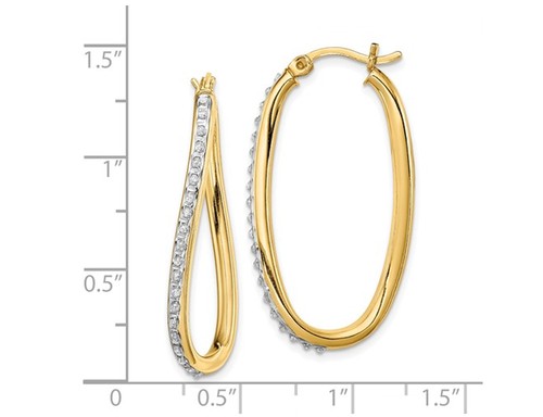 Diamant ovale Creolen in Sterlingsilber (1 1/3 Zoll) - Bild 2 von 4