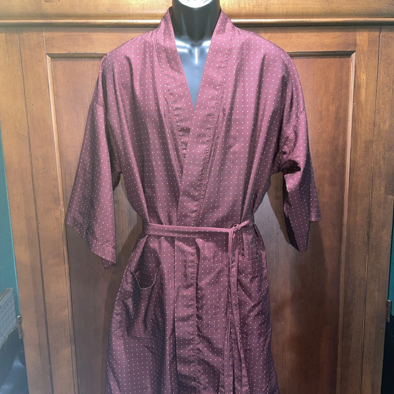 Robe homme Christian Dior Monsieur bordeaux taille unique motif satin poches ceinture