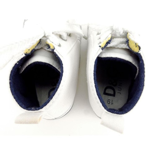 Dolce & Gabbana baby shoes ladies size 19 about 12cm logo white canvas x leather - Picture 3 of 8