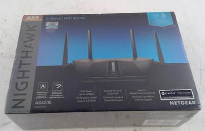 *~NEW~* NETGEAR Nighthawk AX5 AX4200 5-Stream Wi-Fi 6 Router Black RAX43 USB 3.0