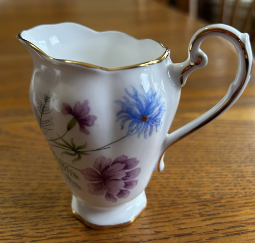 ROYAL STANDARD CREAM & OPEN SUGAR BACHELOR BUTTON FLORAL GOLD RIM VINTAGE FOOTED - Picture 12 of 12