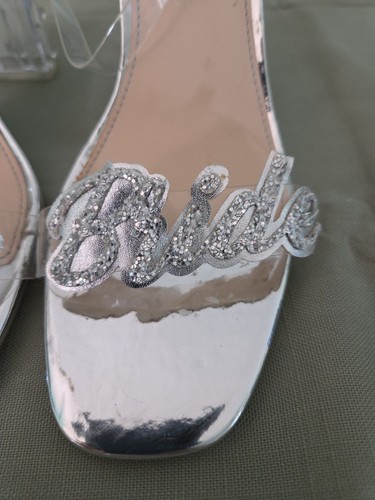 Betsey Johnson Barie BRIDE Heels Size 8 Wedding Sandal Lucite Bridal Shoes - Picture 12 of 20