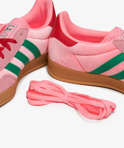 ADIDAS ORIGINALS GAZELLE INDOOR WOMENS TRAINERS - UK 5.5 & 6 - PINK/GREEN/GUM. - Picture 5 of 5