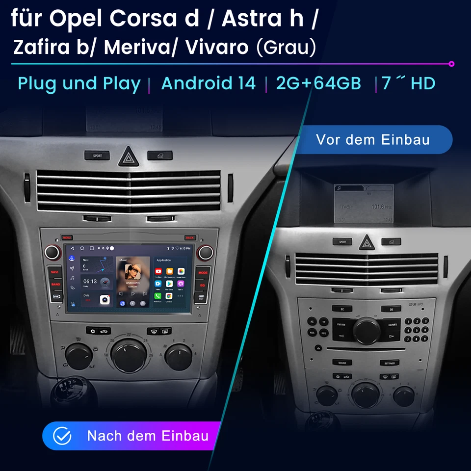 2+64GB Android Autoradio GPS Navi Für Opel Corsa C/D Vectra C Zafira B Antara - Bild 2 von 4
