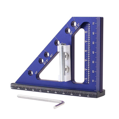 1Pc 3D Multi Angle Measuring Ruler 22.5-90 Degree Aluminium Carpentry Square Pro