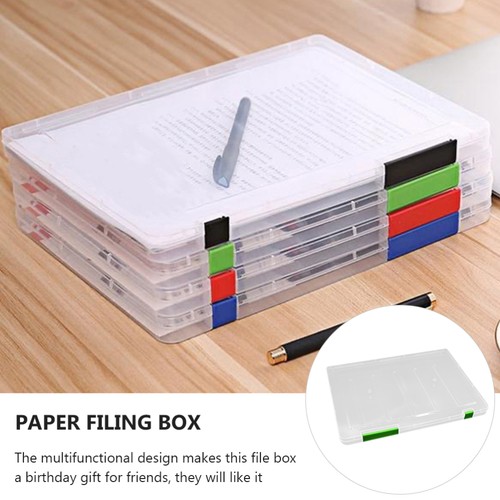4 Pcs Folder Storage Box Office File Organizer Clear Document Holder