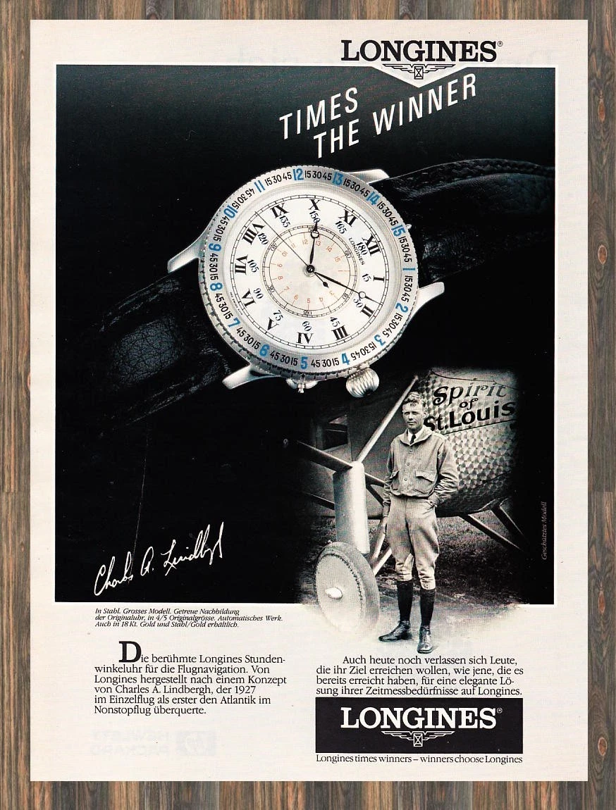 Longines Lindbergh - Anuncio Anuncio Publicidad Original 1990