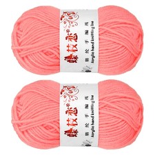 2PCS Crocheting Yarn,Light Pink 4 Ply Acrylic Yarn 100g,197 Yards
