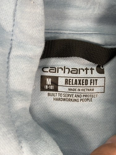 Carhartt Hoodie Boys Medium 8 /10 Blue Relaxed Fit Long Sleeve Pullover Pocket - Picture 6 of 7