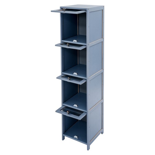 Gabinete de 4 niveles con puerta, pequeño gabinete organizador estrecho, gabinete de esquina de piso - Imagen 7 de 12