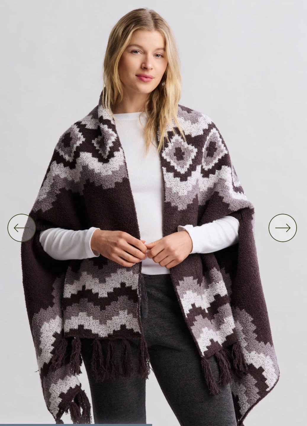 New Barefoot Dreams CozyChic Mosaic Wrap Poncho O/S