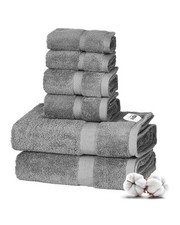 VEVOR 6-Piece Towel Set 600 GSM 100 Cotton Soft Towels for Bathroom Gym Hotel