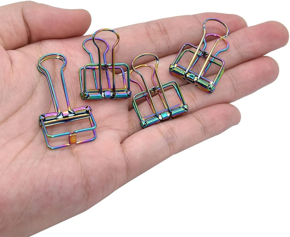Binder Clips Premium Wire Clips Fancy Rainbow Colors Hollow Paper Clips ...