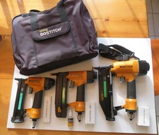 Stanley Bostitch 3 Sizes Pneumatic Air Staple Guns W/Case, Staples, Booklets