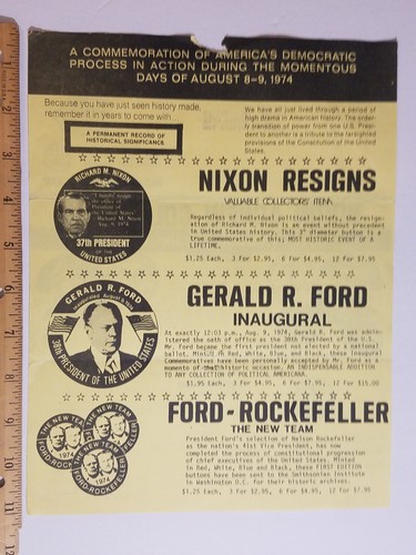 Nixon Resigns, Ford Inaugural, Rockefeller Button Order Form - Picture 5 of 5