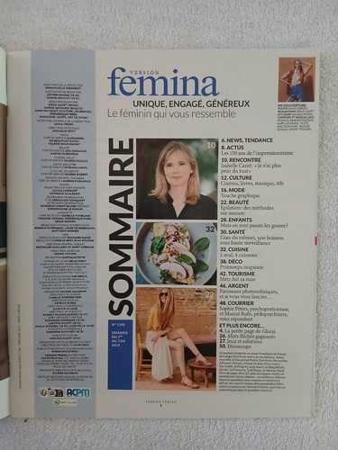 FEMINA N°1148 1/4/2024 ISABELLE CARRE - EMILIE SIMON - MODE BEAUTE CUISINE - Picture 3 of 3