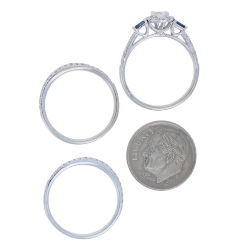NEW Semi-Mount Wedding Set - 14k White Gold Diamonds & Sapphires .85ctw - Picture 9 of 9