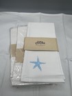 6 Hawaiian Island Cloth Dinner Napkins 20" Square Off White Blue Starfish USA