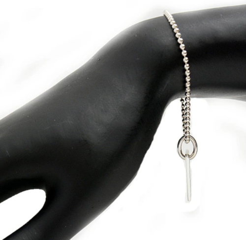 GUCCI Logo Tag Plate Ball Chain Bracelet 7.6" Silver 925 Auth #74720 - Picture 2 of 6