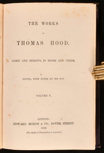 1862-1863 7 vol Les mode Œuvres de Thomas Hood Comic and Serious, en prose et vers