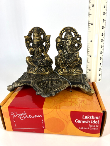 Brass Diwali Diya Oil Lamp Puja Pooja Lakshmi Ganesh Idol Home Temple Decor - Picture 7 of 8