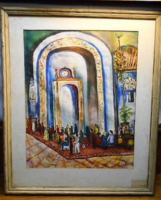 Framed Watercolor Painting - In The Lobby - Hotel - Struhl