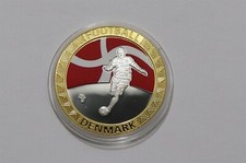 🧭 🇩🇰 DENMARK PROOF MEDAL SOCCER WORLD CUP 2010 SILVER PLATED 40mm B62 #56