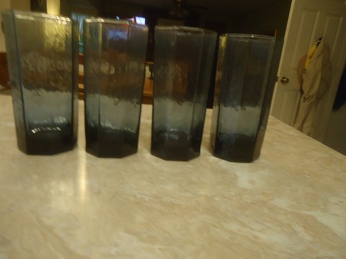 Set of 4 Facets Dusky Cobalt 6 1/8" Coolers by Libbey Glass - Picture 1 of 4