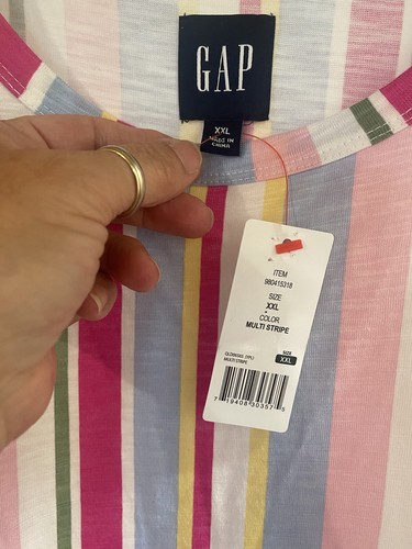 NWT GAP Sleeveless Tiered Tank Dress SZ XXL CoverUp Stripe Pockets Resort Lounge - Picture 6 of 10