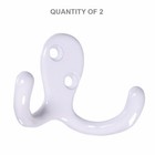 Hillman Hardware Essentials 852084 Double Clothes Hooks White -2 pack