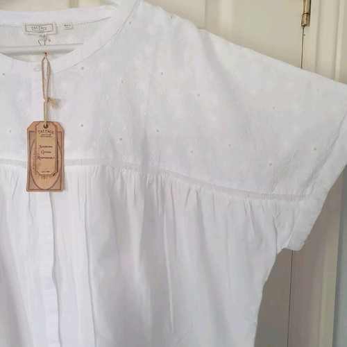 Fat Face Paulina Top Broderie Anglaise Top Shirt Size 14 Ivory 100% Cotton BNWT - Picture 2 of 11