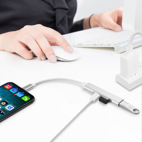 3in1 to Camera Mouse Dual USB OTG Kits Aluminium Adapter Cable for iPhone iPad - Picture 7 of 8