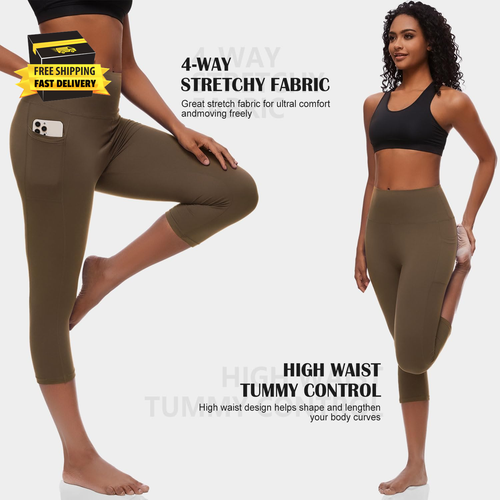 Capri Leggings with Pockets High Waisted Capri Leggings for Women Workout Yoga P - Picture 4 of 6