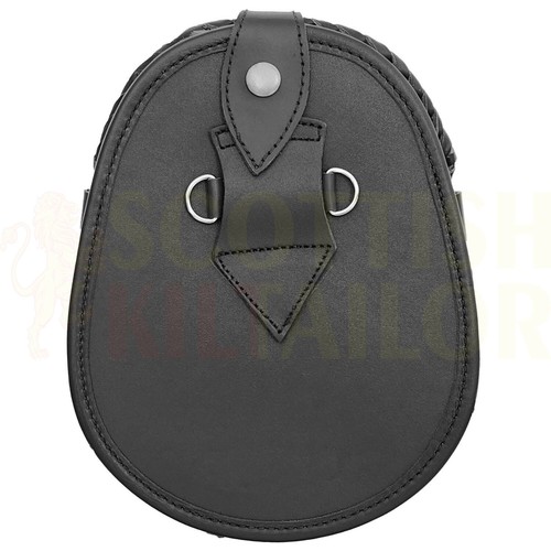 Handgefertigt 100 % echtes schwarzes Leder Kilt Sporran Premium Qualität antike Oberfläche - Bild 2 von 3