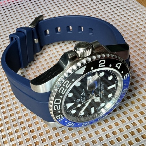 Correa Rolex 20 mm AZUL MARINO Vulcanizado GOMA para Submariner 40 mm GMT BLNR - Imagen 2 de 12