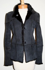 pelle in montone nera 42 4 per montatura pelliccia taglia in reversibile Giacca di Us qp45Ex0dpn