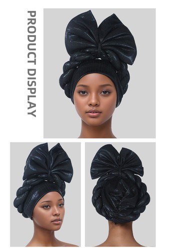 Gorra de turbante Big Bow African Women Nigeria Auto Gele Headtie Head Wrap Hat - Imagen 18 de 34