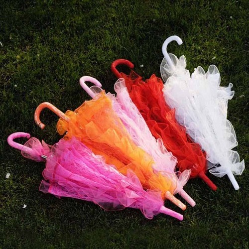 60CM Women Ladies Cotton Lace Parasol Umbrella Bridal Wedding Party Handm&q& - Picture 11 of 22