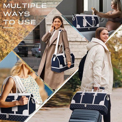 Weekender Overnight Bag For Women, Large Travel Duffle Bag With Shoe Compartment - Picture 11 of 28