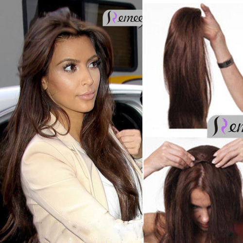 3/4 Half wig 100% indian Real human hair half Wig straight hair Weft Cap 16-28" - Picture 6 of 24