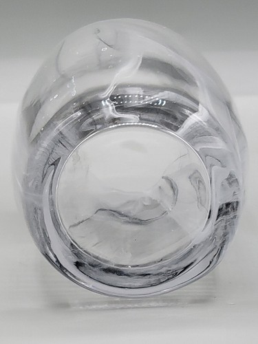 Glass Votive Candle Holder 3.75" Tumbler Black White Swirl Heavy - Picture 9 of 9