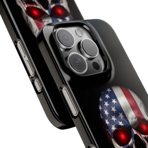 Für iPhone 16 Pro Max, 15, 14, 13-11, Slim Handyhülle, American Skull Flag Cover - Bild 9 von 83