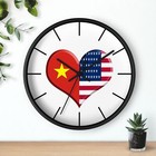 Vietnam American Flag Heart Wall Clock Vietnamese Pride American Pride