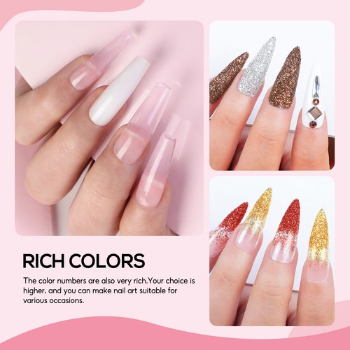 Acrylic Nail Kit Acrylic Powder Nail Gel Set Nail Lamp 12Pc Glitter Tool Set US - Picture 10 of 24