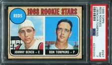 PSA 7 NEAR MINT 1968 TOPPS JOHNNY BENCH #247 ROOKIE REDS CENTERED 00200 RC SDB1