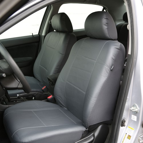 Fundas de asiento de auto de cuero PU de ajuste universal FH Group 3 filas - 7 plazas gris liso - Imagen 3 de 9